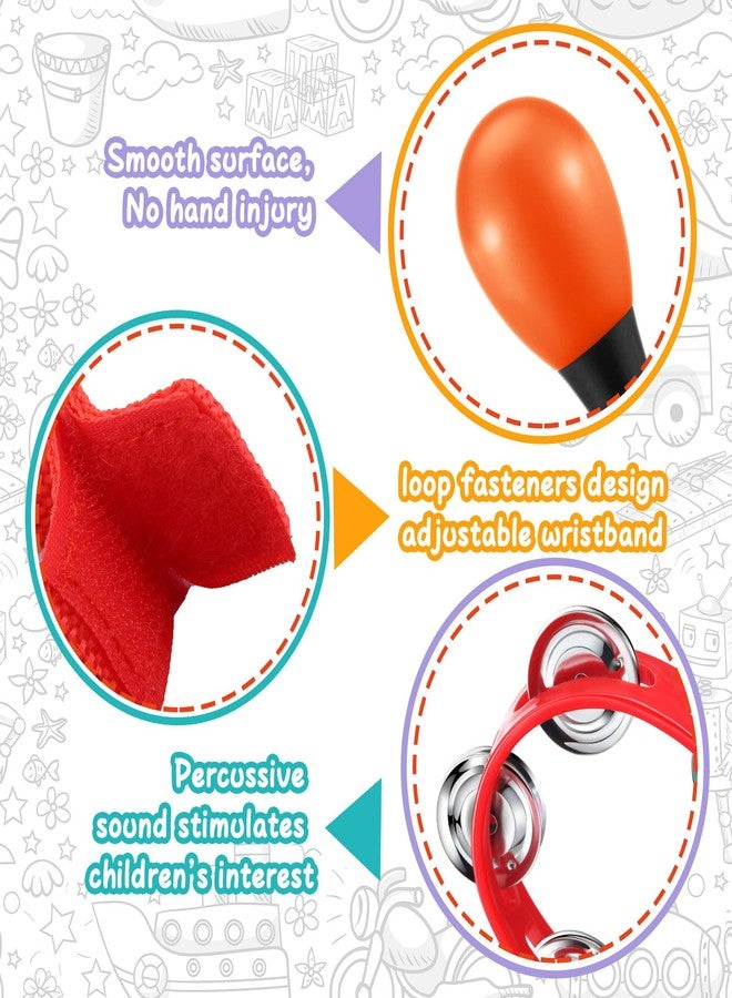 Silipull 72 Pcs Shaker Musical Instruments for Kids Egg Shaker Wrist Hand Band Bells Maracas Percussion Tambourine Cymbals Plastic Castanets for Preschool Early Music Learning Toy - Image 4